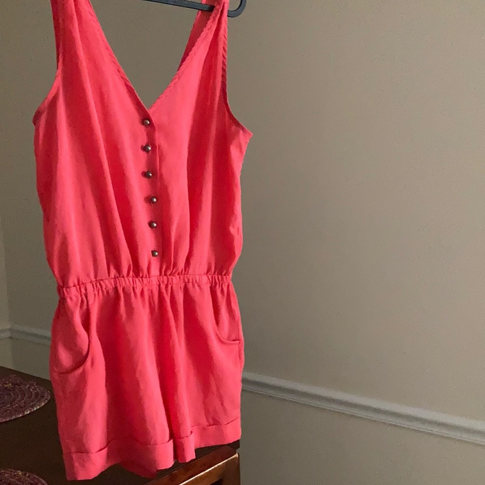 Peach colored short romper